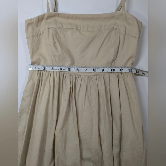 J Crew Factory square neck tiered sundress with pockets tan/white/black, size 00 - Picture 9 of 10